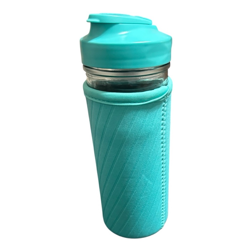 Masontops Turquoise Glass Water Bottle